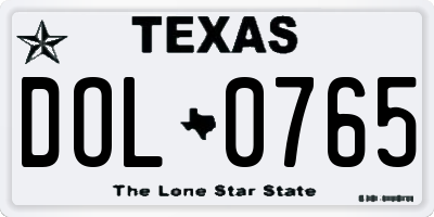 TX license plate DOL0765