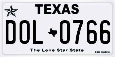 TX license plate DOL0766