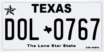 TX license plate DOL0767