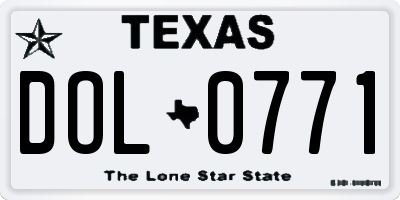 TX license plate DOL0771