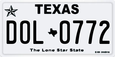 TX license plate DOL0772