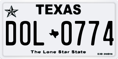 TX license plate DOL0774
