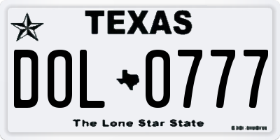 TX license plate DOL0777