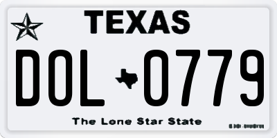 TX license plate DOL0779