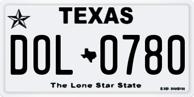 TX license plate DOL0780