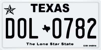 TX license plate DOL0782