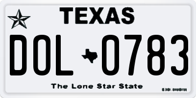 TX license plate DOL0783