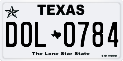 TX license plate DOL0784