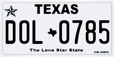 TX license plate DOL0785