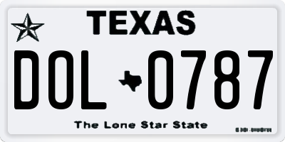 TX license plate DOL0787