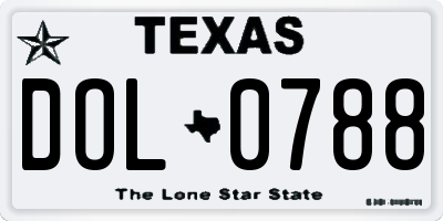 TX license plate DOL0788