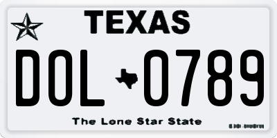 TX license plate DOL0789