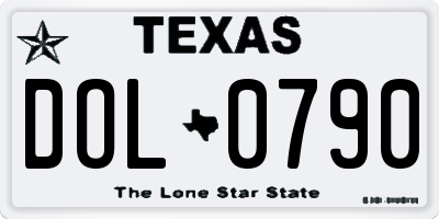 TX license plate DOL0790
