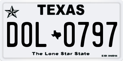 TX license plate DOL0797