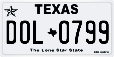 TX license plate DOL0799
