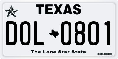 TX license plate DOL0801