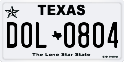 TX license plate DOL0804