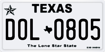 TX license plate DOL0805