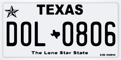 TX license plate DOL0806