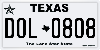 TX license plate DOL0808