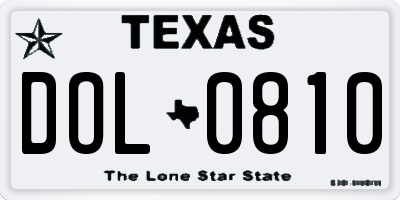 TX license plate DOL0810