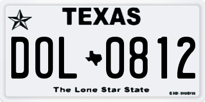 TX license plate DOL0812
