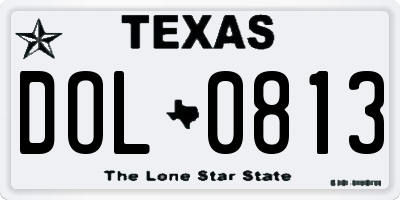 TX license plate DOL0813