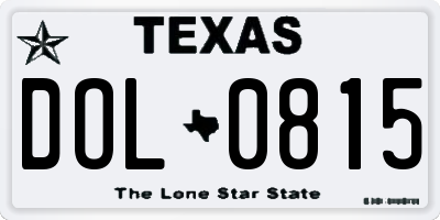 TX license plate DOL0815