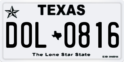 TX license plate DOL0816