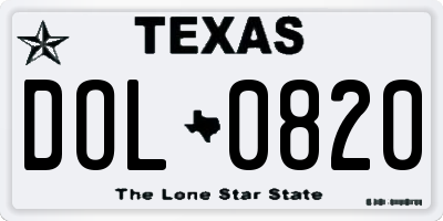 TX license plate DOL0820