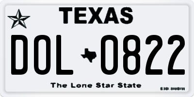 TX license plate DOL0822