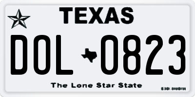 TX license plate DOL0823