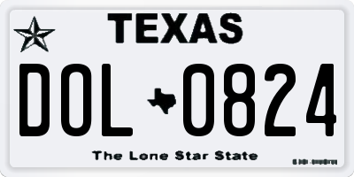TX license plate DOL0824