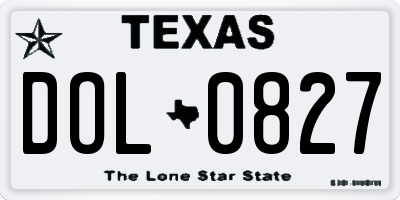 TX license plate DOL0827