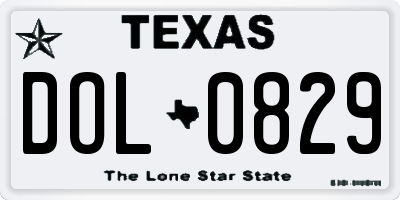 TX license plate DOL0829