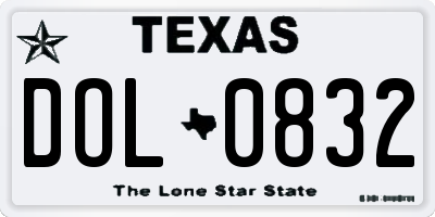 TX license plate DOL0832