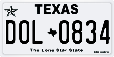 TX license plate DOL0834