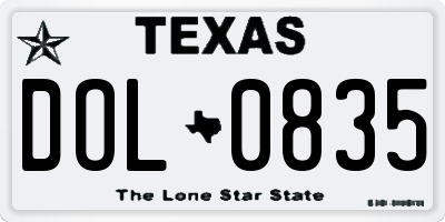 TX license plate DOL0835