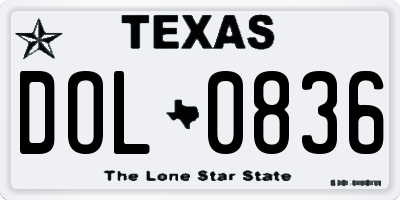 TX license plate DOL0836