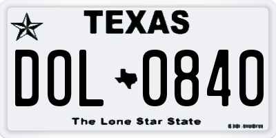 TX license plate DOL0840