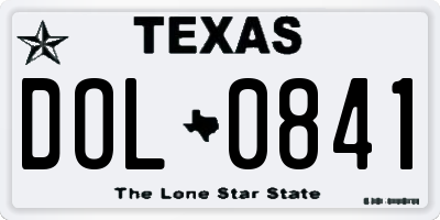 TX license plate DOL0841