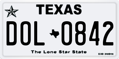 TX license plate DOL0842
