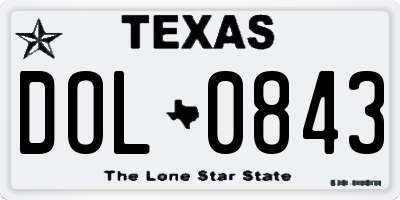 TX license plate DOL0843