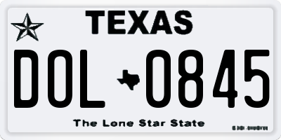 TX license plate DOL0845
