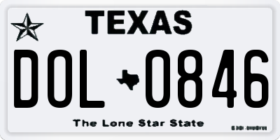 TX license plate DOL0846