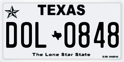 TX license plate DOL0848