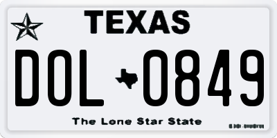 TX license plate DOL0849