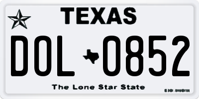 TX license plate DOL0852