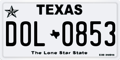TX license plate DOL0853
