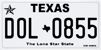 TX license plate DOL0855